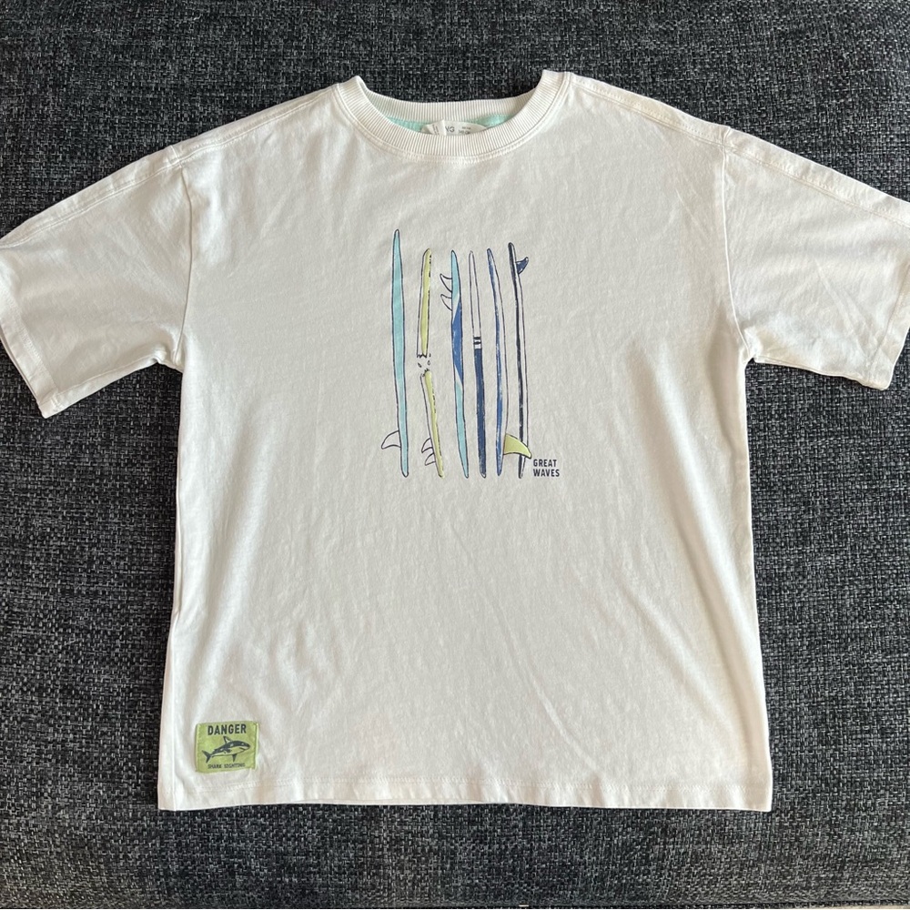 MANGO Boys Surfboard Short Sleeve Shirt Size 9-10